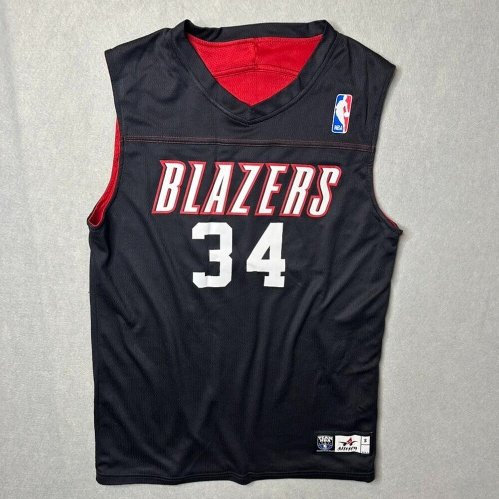 Portland Trail Blazers NBA Reversible Game Jersey Black Red Vintage Mens S